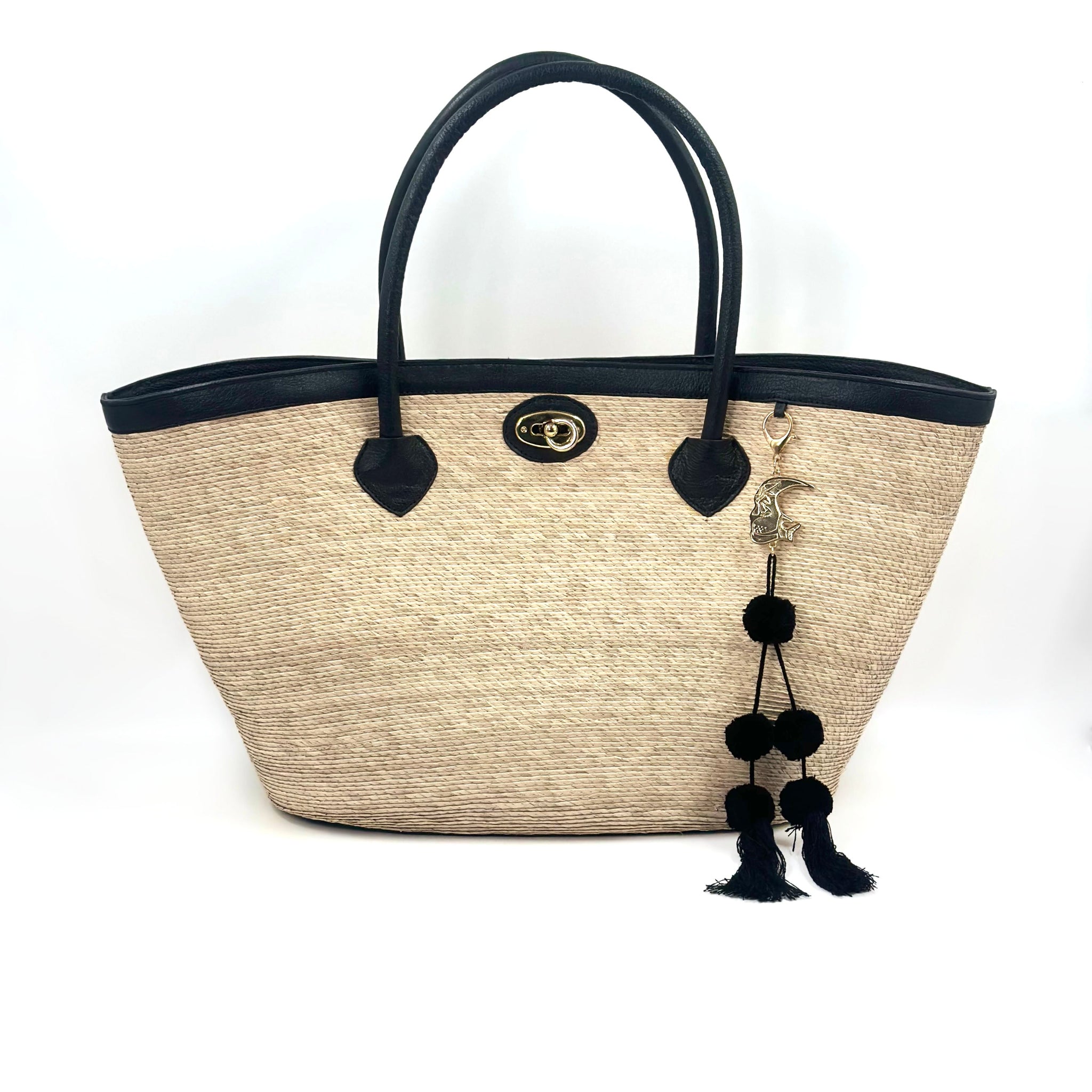 By Del Rio | Luxury Palm Leaf Bag | Black, Red