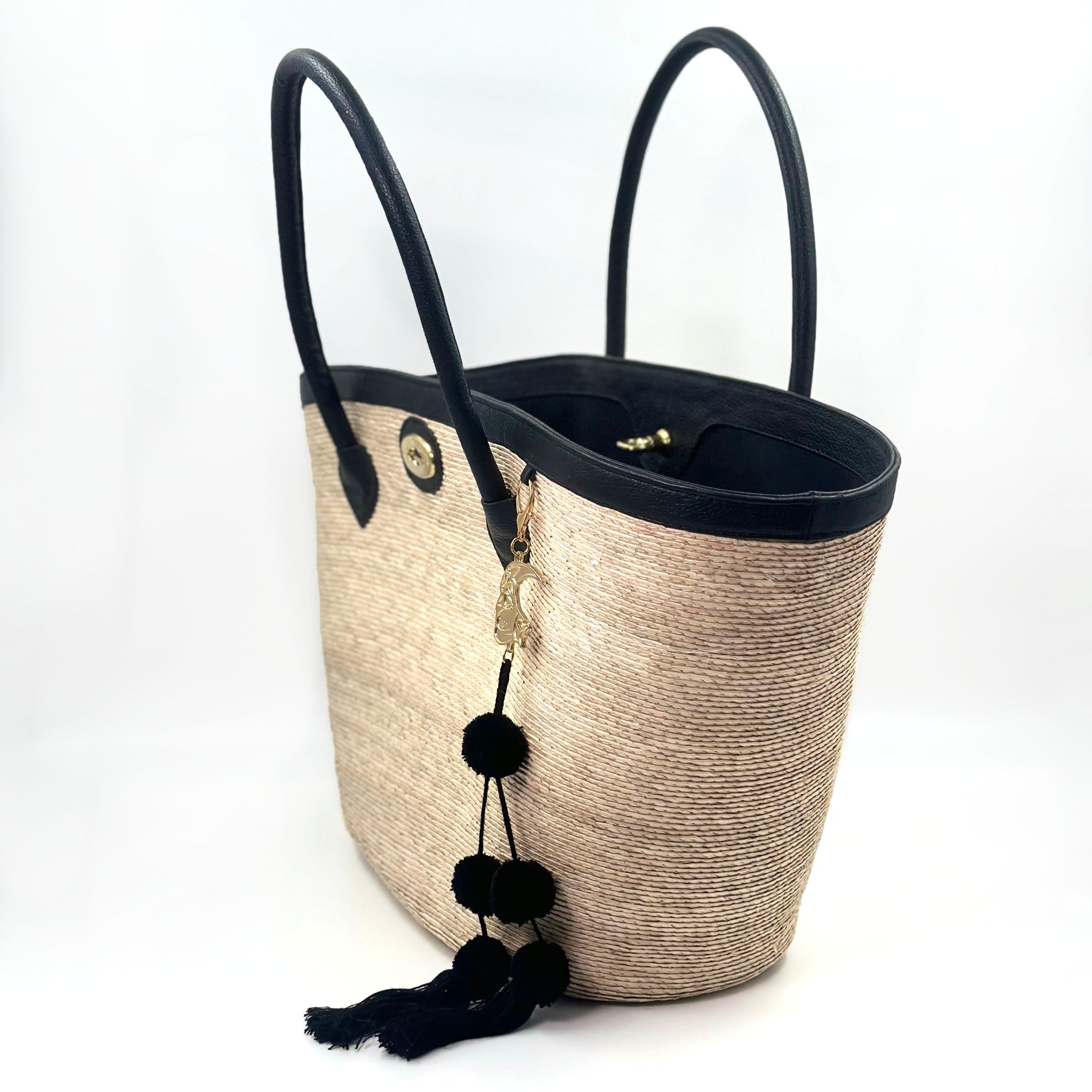 By Del Rio | Luxury Palm Leaf Bag | Black, Red