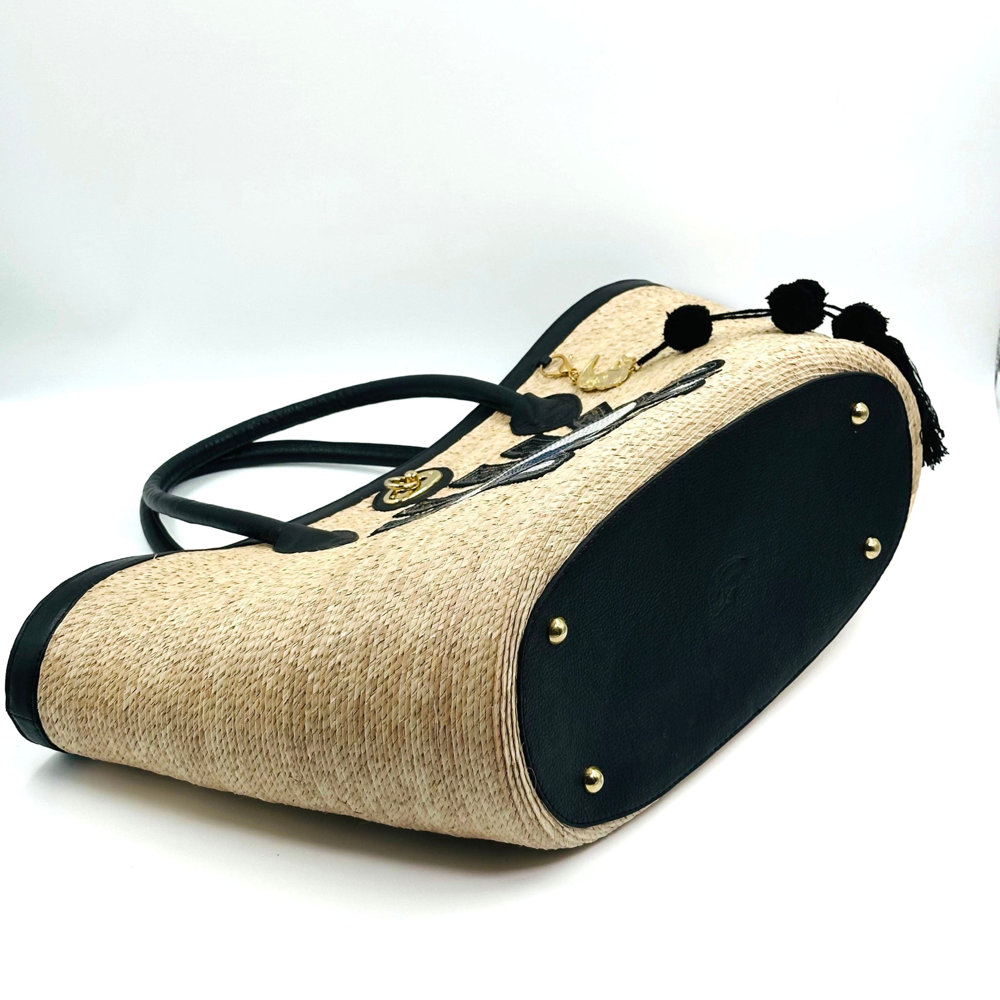 By Del Rio | Turkish Eye Sequin Motif Palm Leaf Bag | 00-119