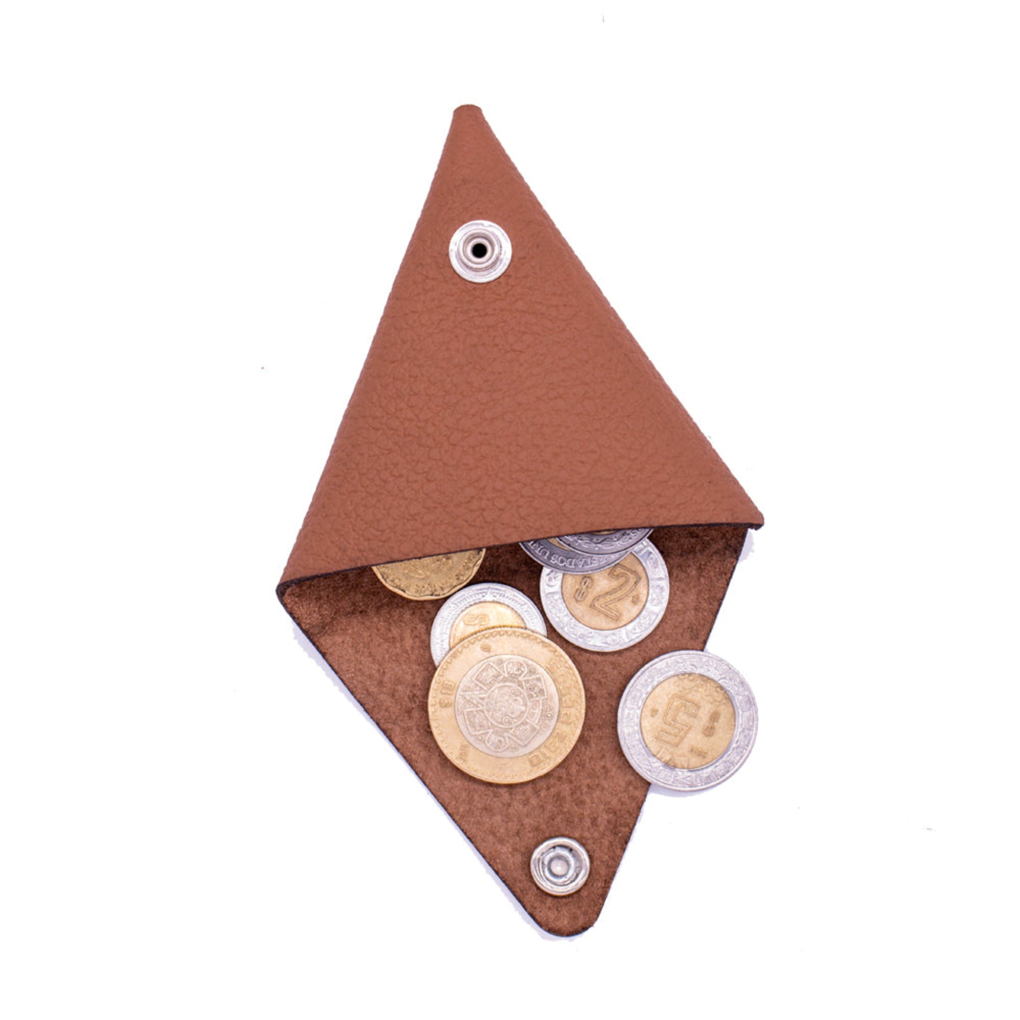 Plek | Full-Grain Leather Triangle Coin Purse | Dark Brown, Brown