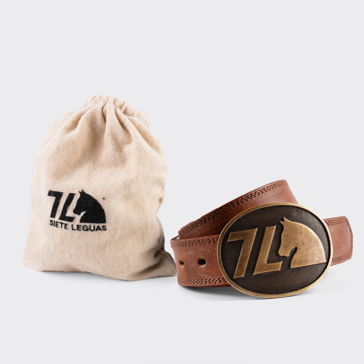 7 Leguas | Men's Cowboy Brown Leather Belt | 14-A