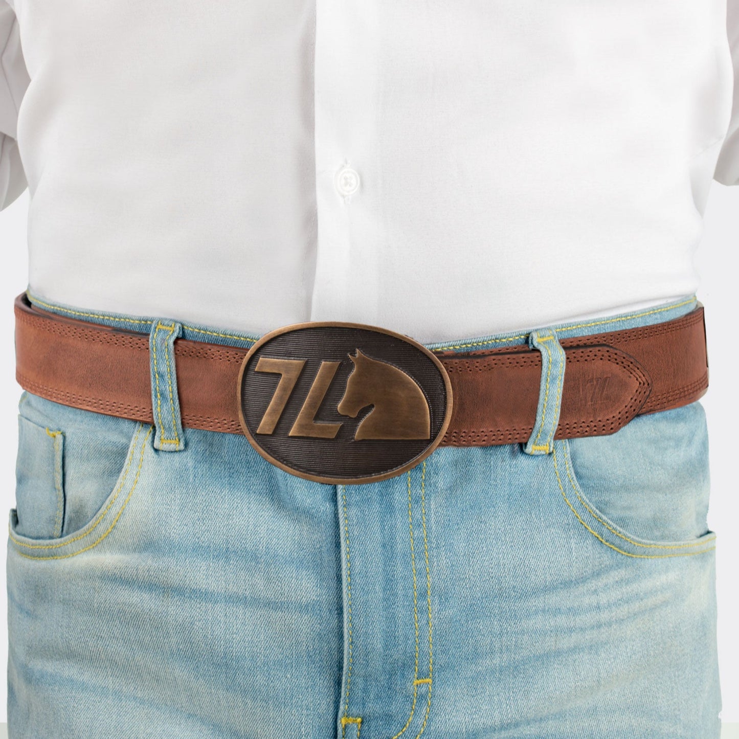 7 Leguas | Men's Cowboy Brown Leather Belt | 14-A