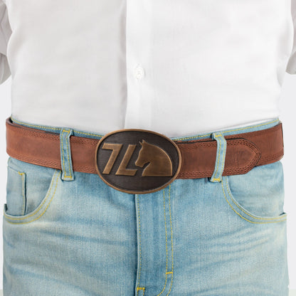 7 Leguas | Men's Cowboy Brown Leather Belt | 14-A