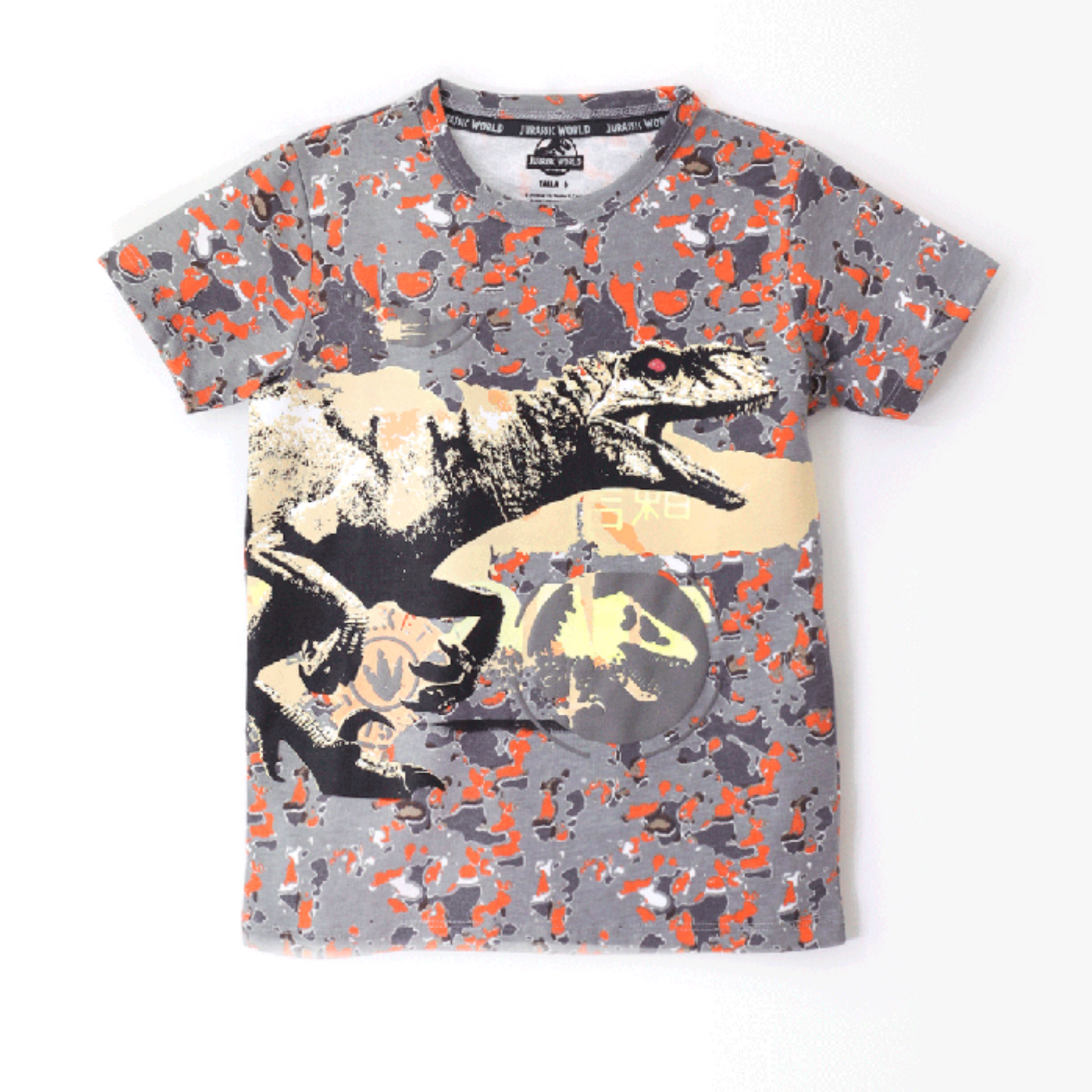 Choys | Kids Gray T-Shirt with Sequin Dinosaur Design | 15D4