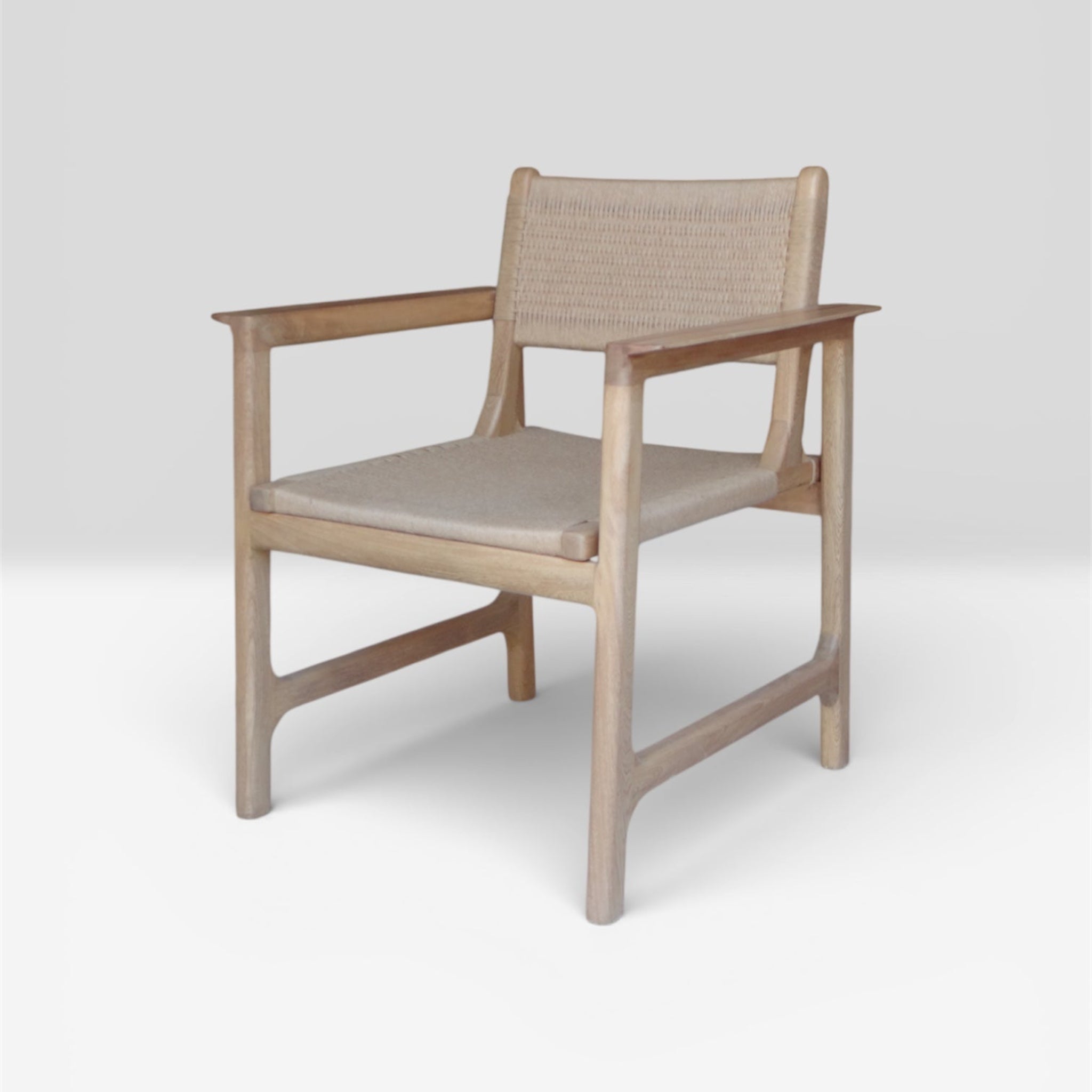Las Puertas | Atenea Woven Jute Solid Wood Chair | Beige