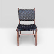Las Puertas | Luisa Woven Leather Solid Wood Chair | Black