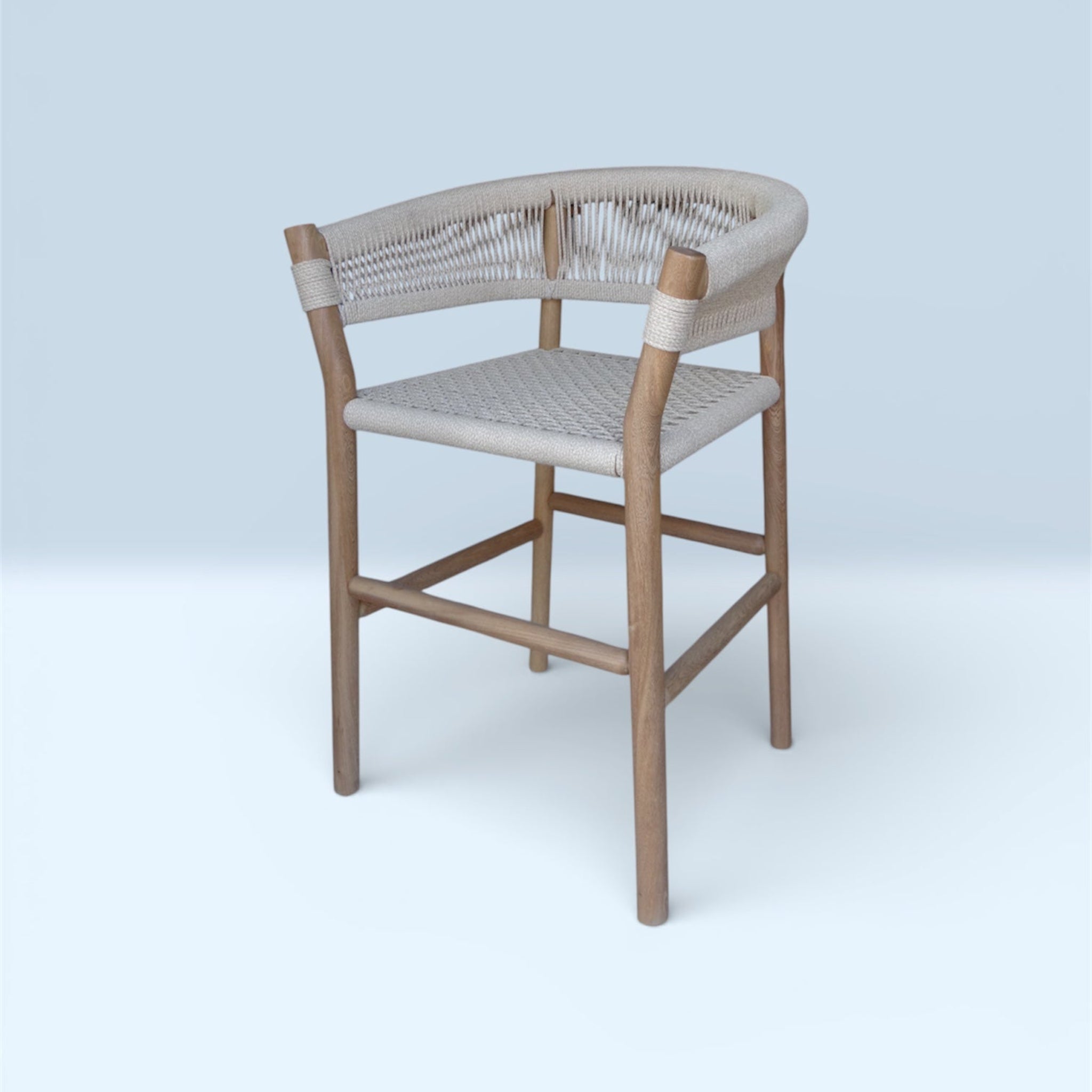 Las Puertas | Galilea Upholstered Solid Wood Bar Stool | Beige