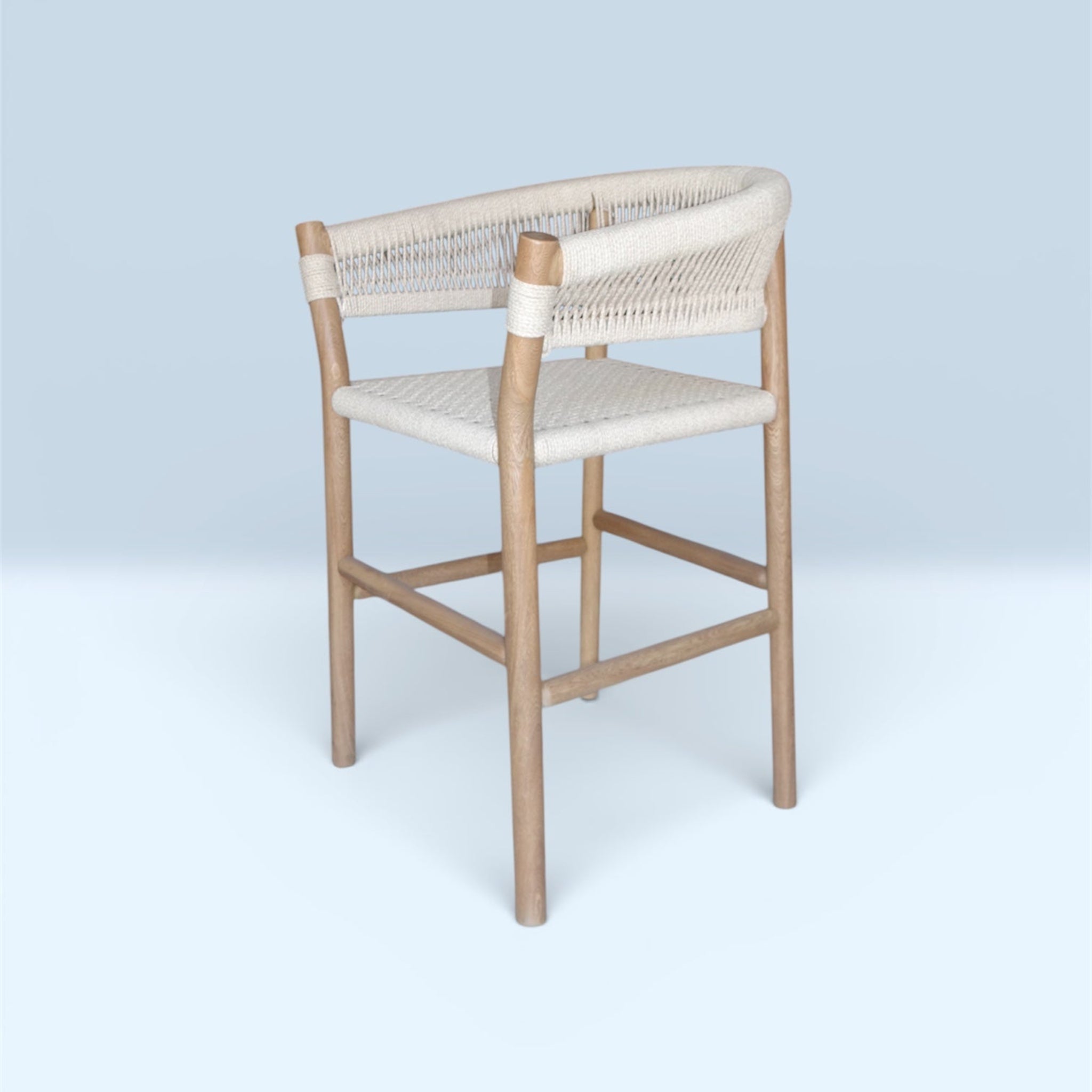 Las Puertas | Galilea Upholstered Solid Wood Bar Stool | Beige
