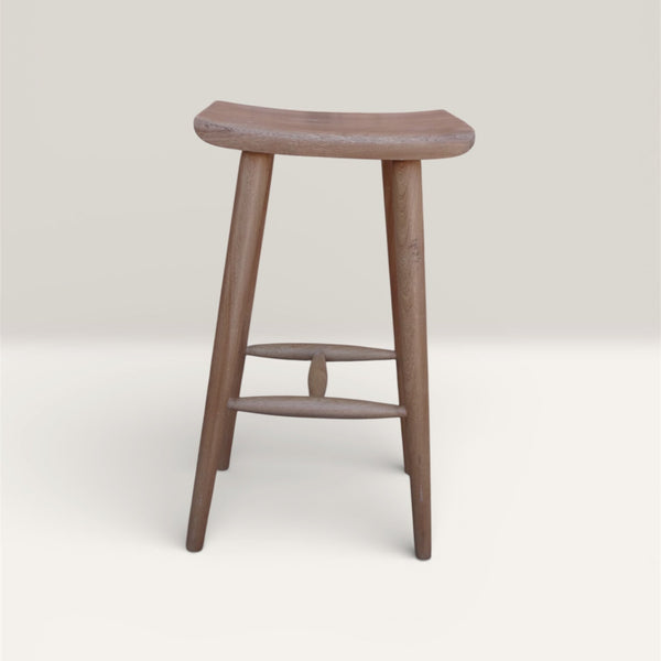 Las Puertas | Ela Modern Solid Wood Bar Stool | Brown