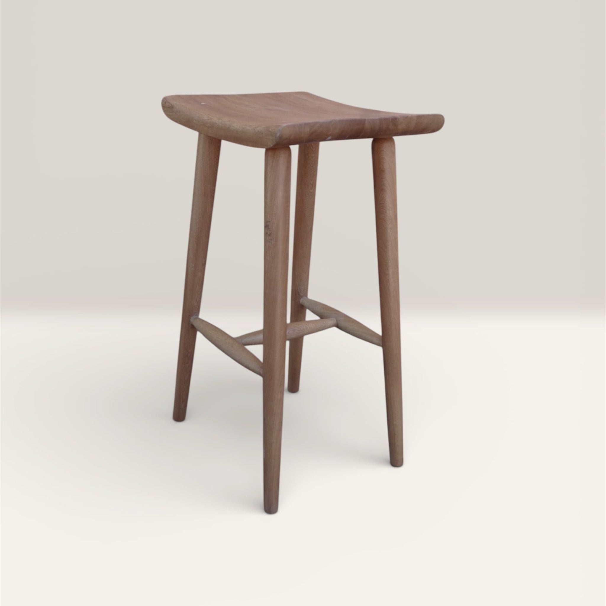 Las Puertas | Ela Modern Solid Wood Bar Stool | Brown