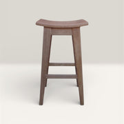Las Puertas | Romina Minimalist Solid Wood Bar Stool | Brown