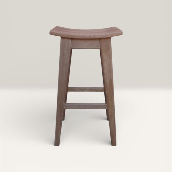 Las Puertas | Romina Minimalist Solid Wood Bar Stool | Brown