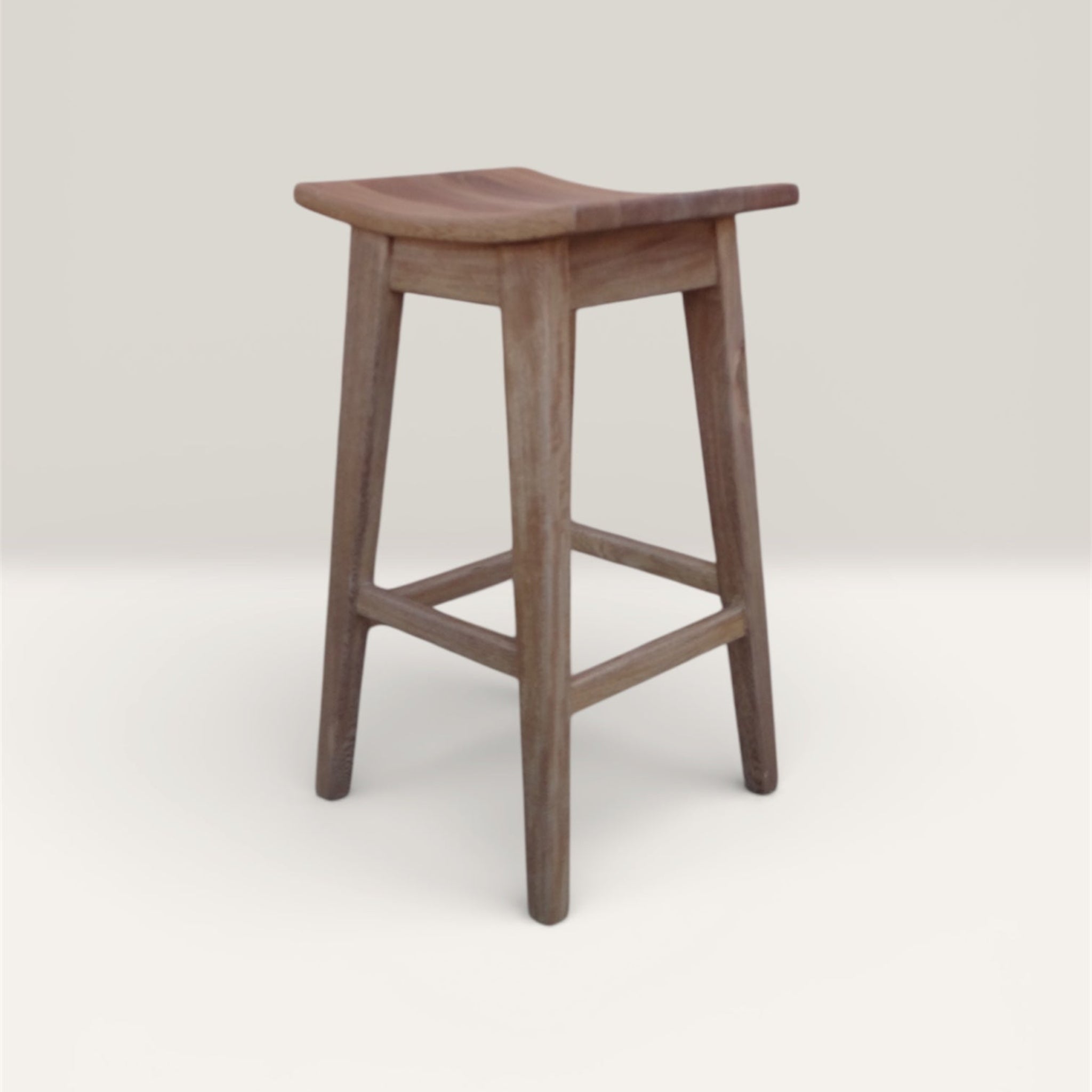 Las Puertas | Romina Minimalist Solid Wood Bar Stool | Brown