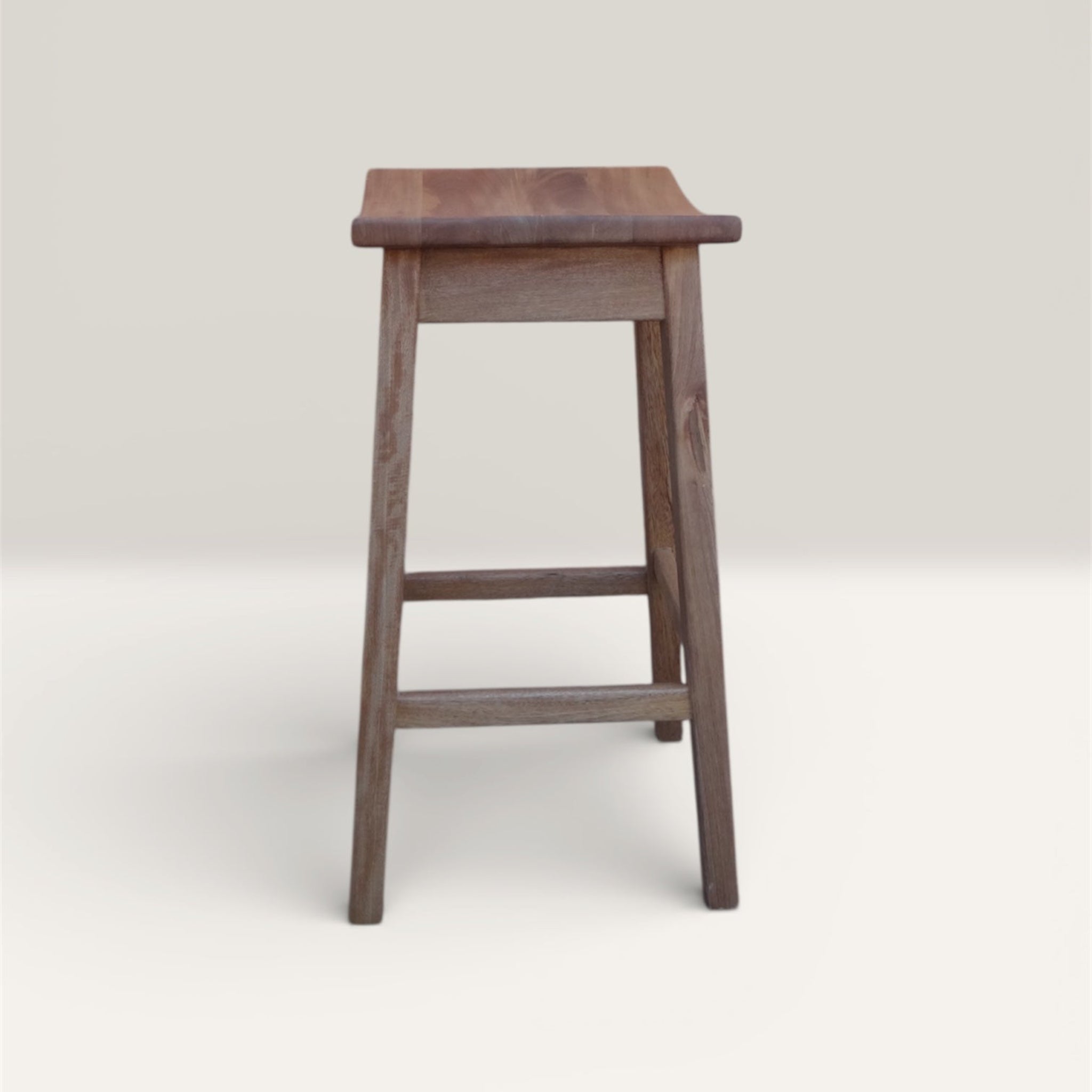 Las Puertas | Romina Minimalist Solid Wood Bar Stool | Brown