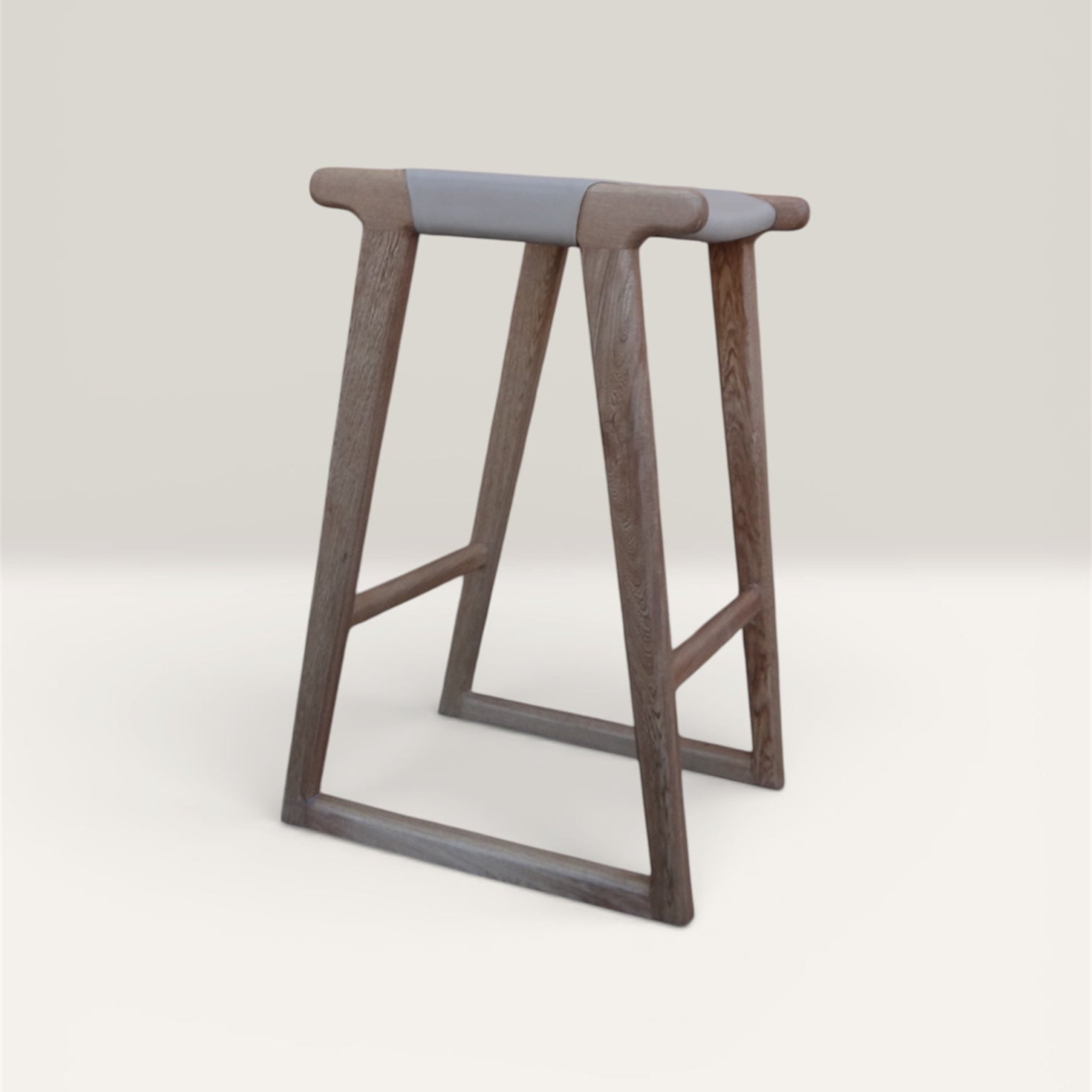 Las Puertas | Robin Upholstered Solid Wood Bar Stool | Gray