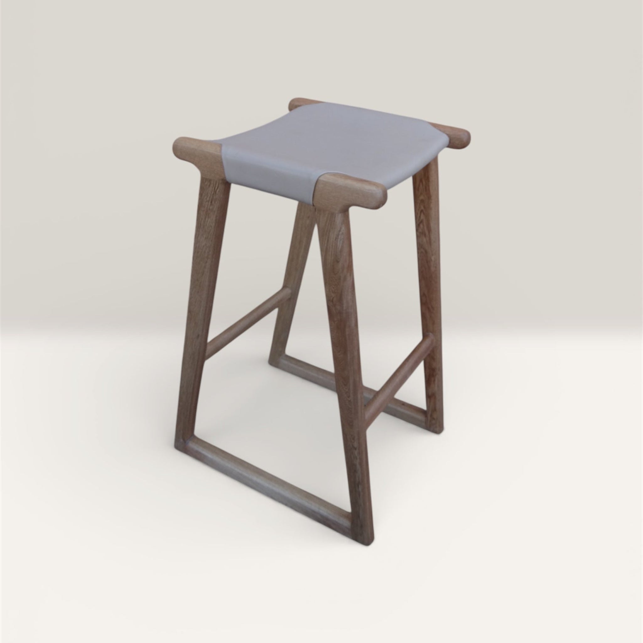 Las Puertas | Robin Upholstered Solid Wood Bar Stool | Gray