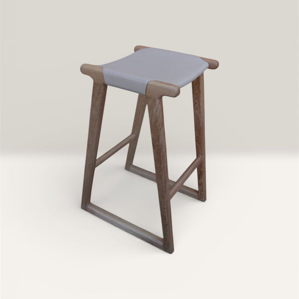 Las Puertas | Robin Upholstered Solid Wood Bar Stool | Gray