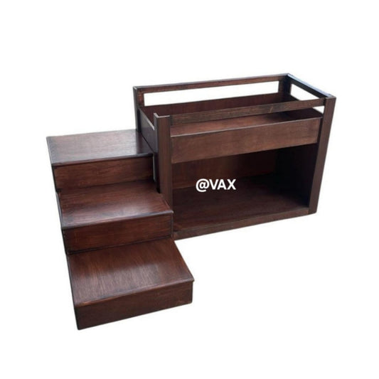 Vax | Two-Level Bunk Pet Bed with Integrated Steps | Walnut