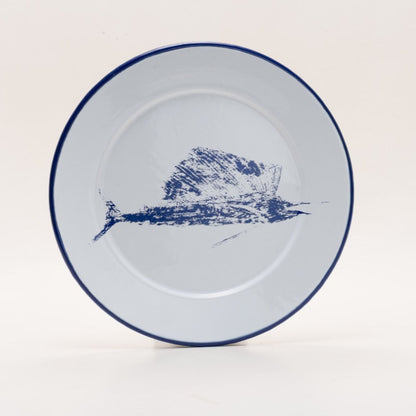 Damar | Full Marlin Enamelware Dinner Plate | Blue Print