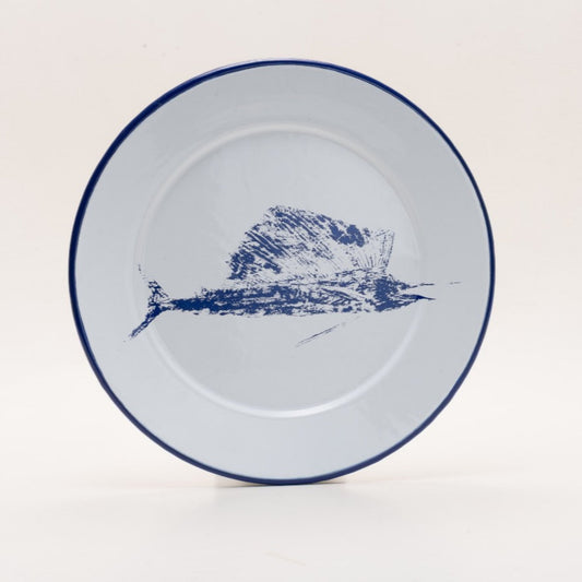 Damar | Full Marlin Enamelware Dinner Plate | Blue Print