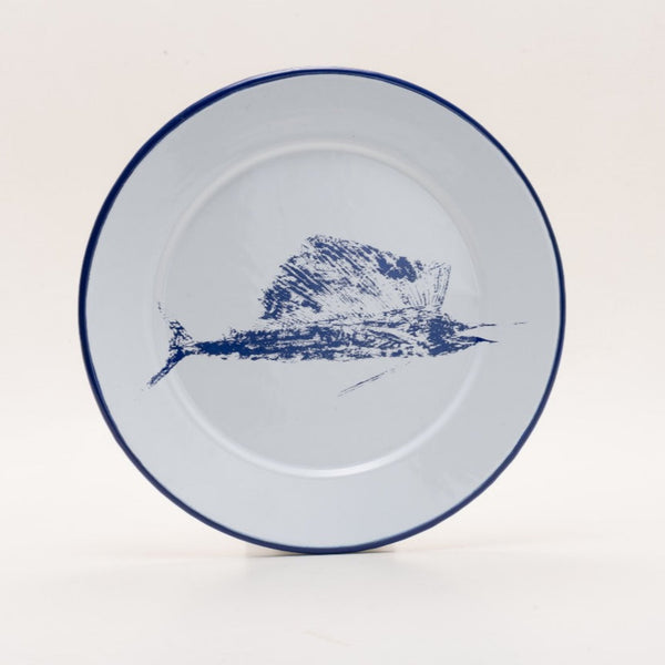 Damar | Full Marlin Pewter Dinner Plate | Blue Print