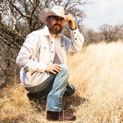 7 Leguas | Men's Premium Light Gray Sheep Wool Cowboy Hat – Slim Brim