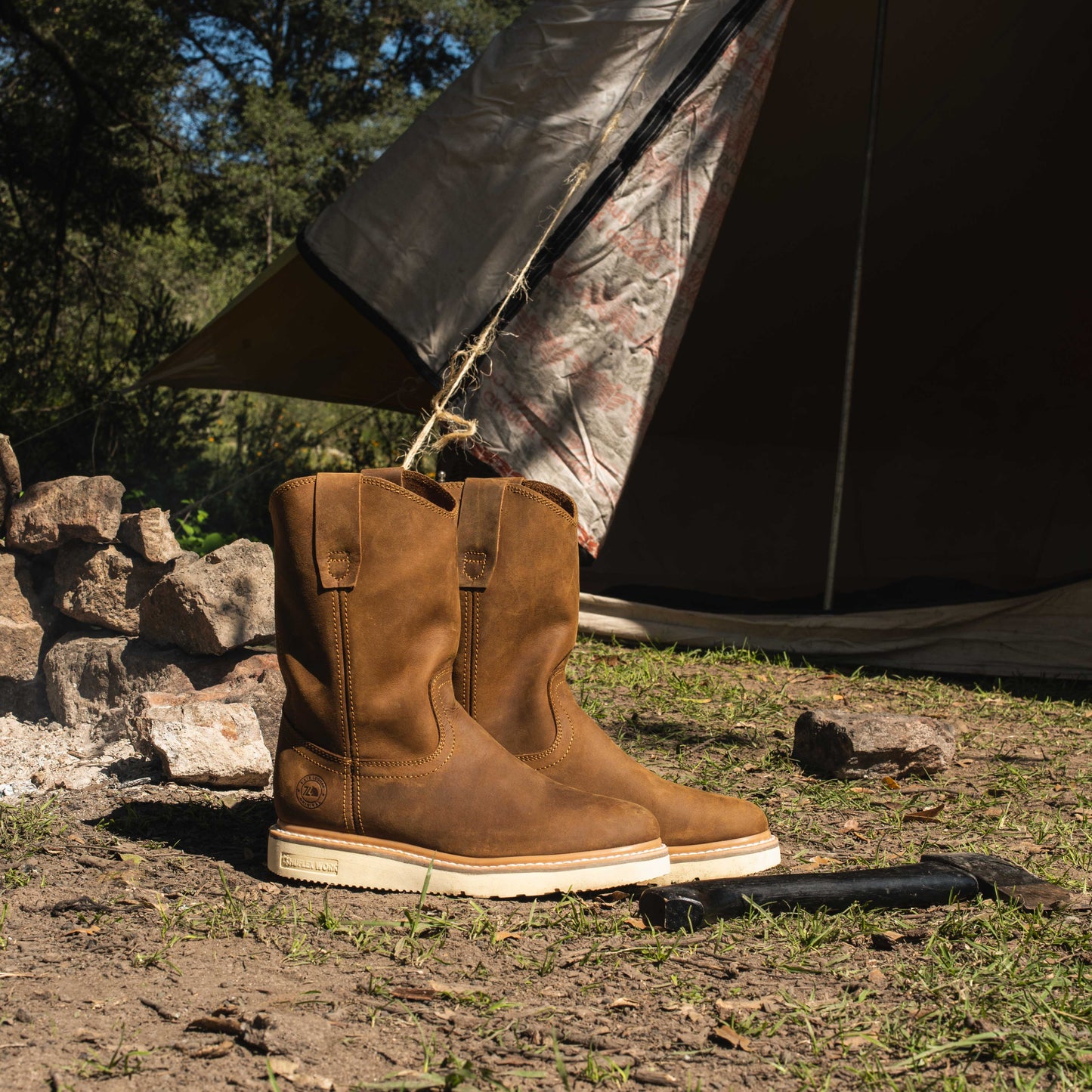 7 Leguas | Men's Tan Leather Wellington Boot with Light PU Sole | 2222-C