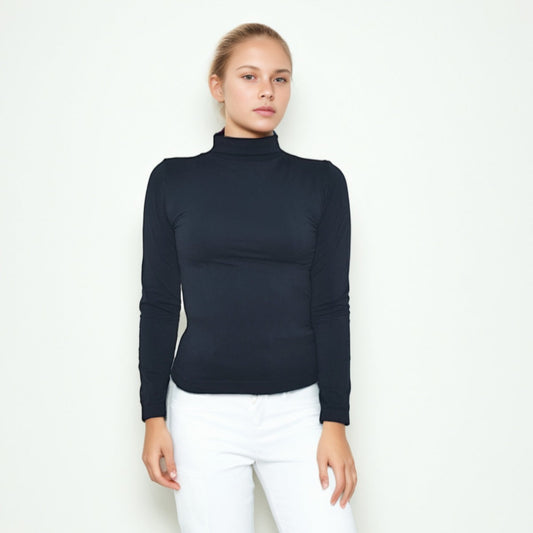 Red Berry | Long-Sleeve High-Neck Blouse with Side Adjustments