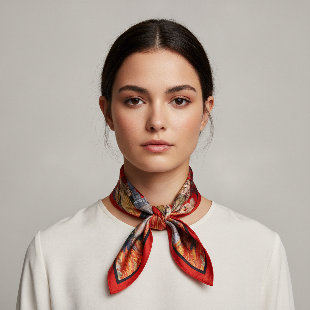 Cautivo Animas Bandana styled on a model, studio photo