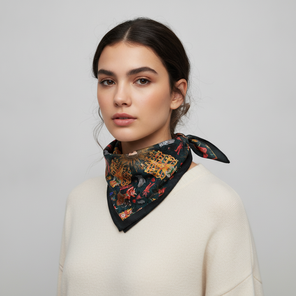 Cautivo Chamucos Bandana styled on a model, studio photo