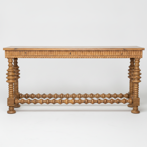 Corda Homero Console Table in pine wood, studio product photo
