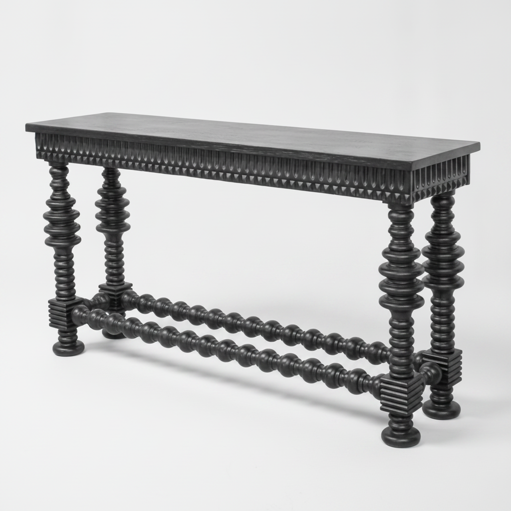 Corda Miralda Console Table in pine wood, studio product photo