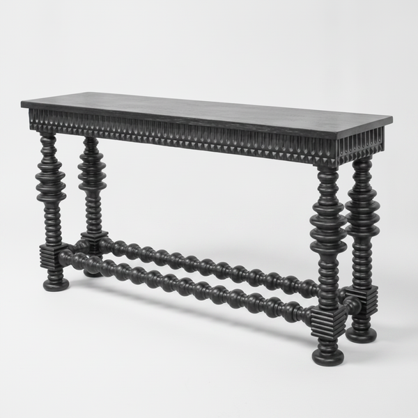 Corda Miralda Console Table in pine wood, studio product photo
