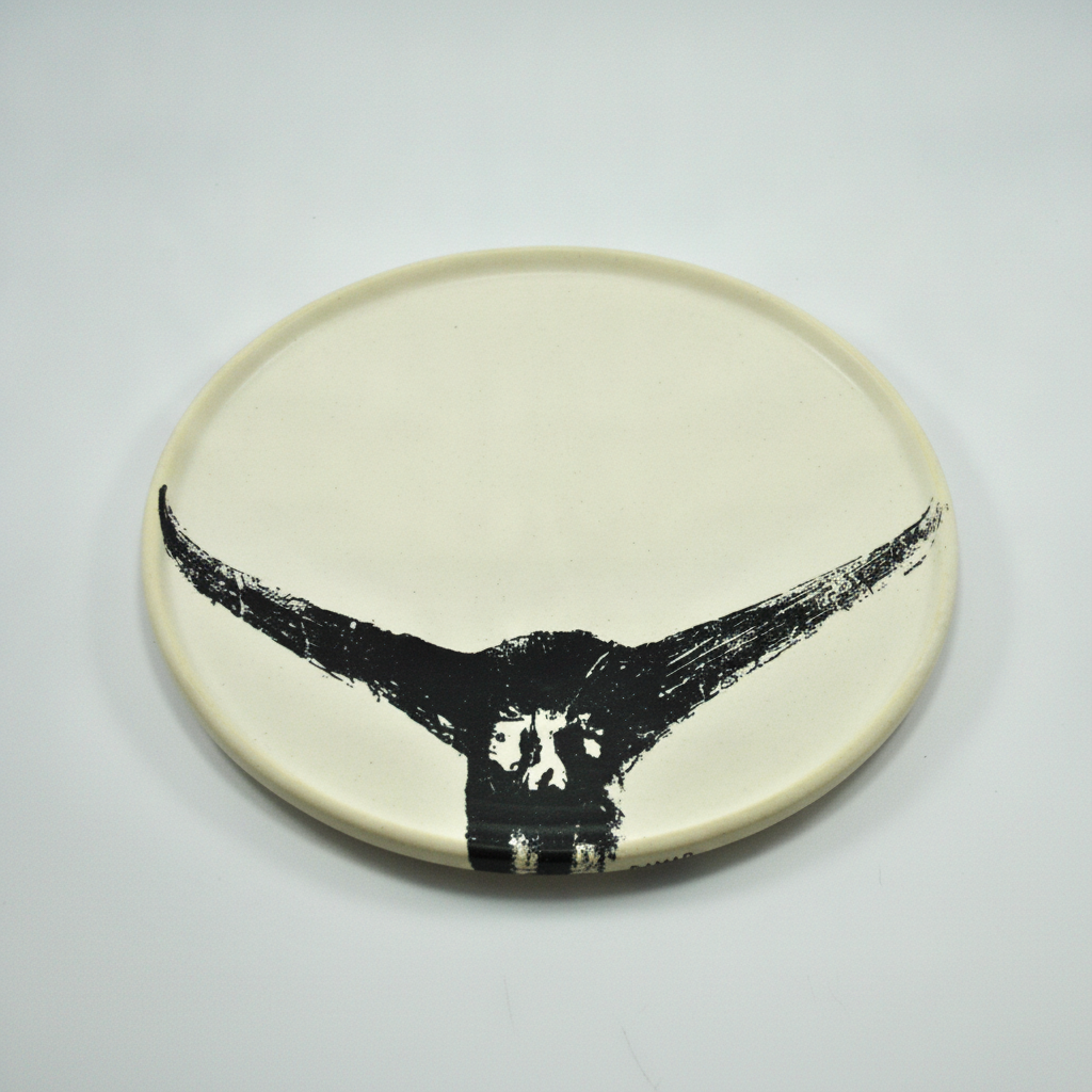 Damar Black Marlin Tail Dinner Plate, studio product photo