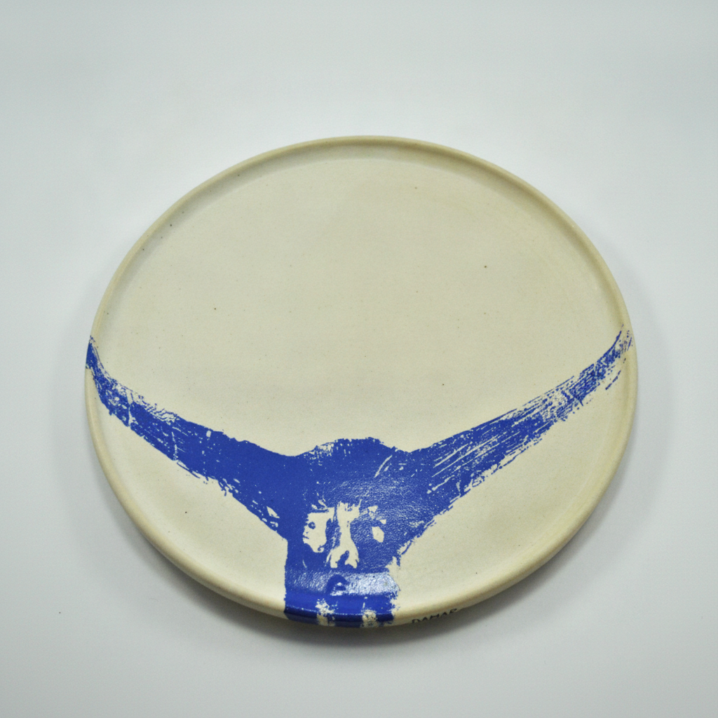 Damar Blue Marlin Tail Dinner Plate, studio product photo