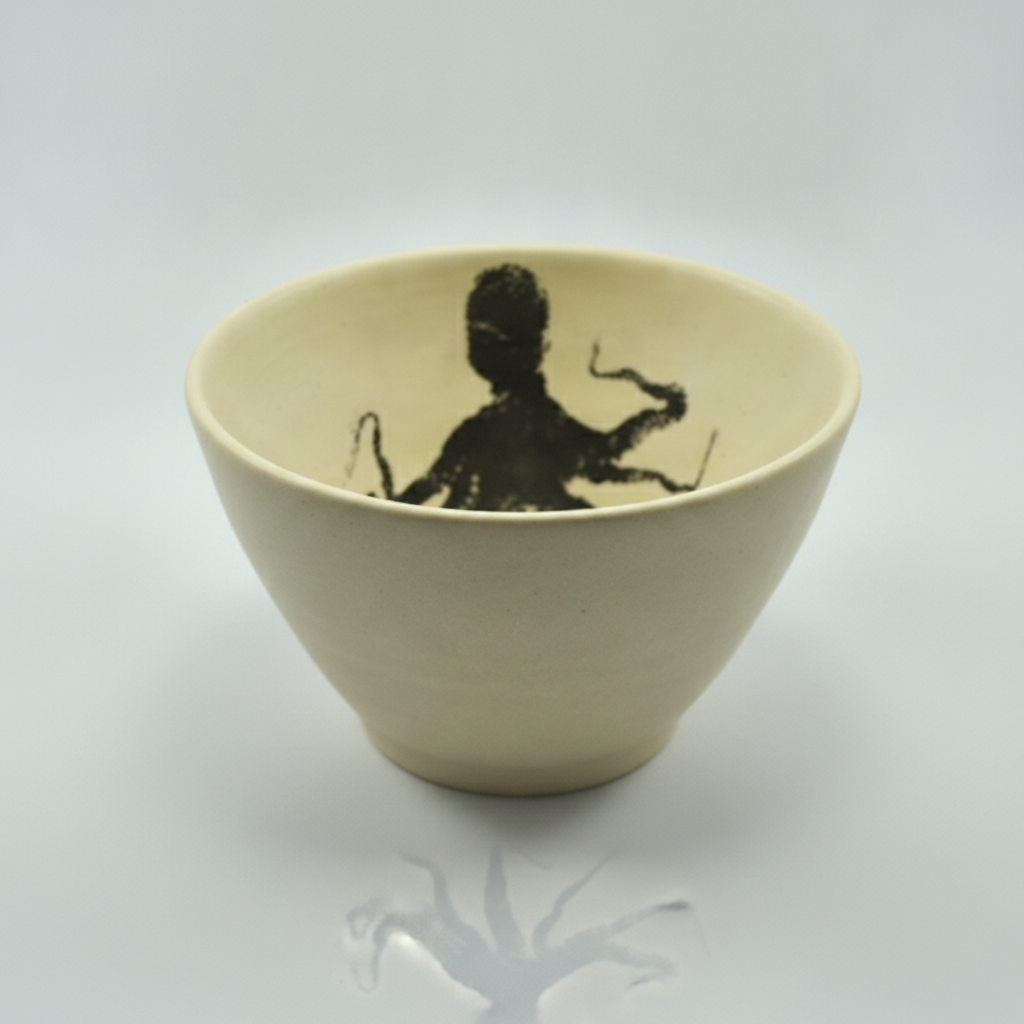 Damar Individual Octopus Bowl black print, studio product photo