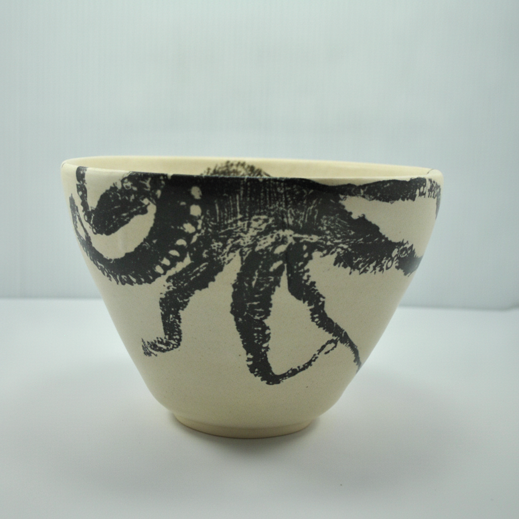 Damar Octopus Salad Bowl black print, studio product photo