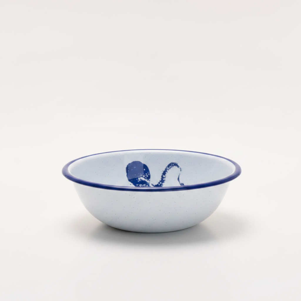 Damar Pewter Bowl blue print, studio product photo