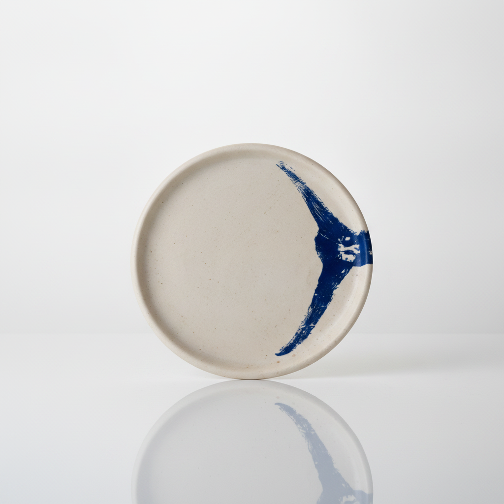 Damar Small Plate Marlin Tail blue print, studio product photo