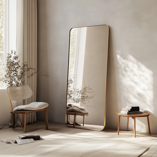 Ornamo | The Cuadra | Rounded Edge Full-Length Mirror With Metal Frame