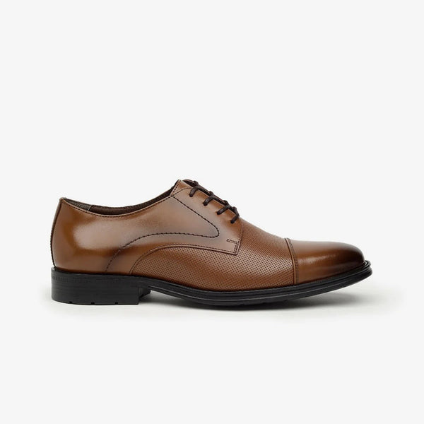 Aretina | Leon | Men's Cap Toe Derby Shoe | Brown Leather
