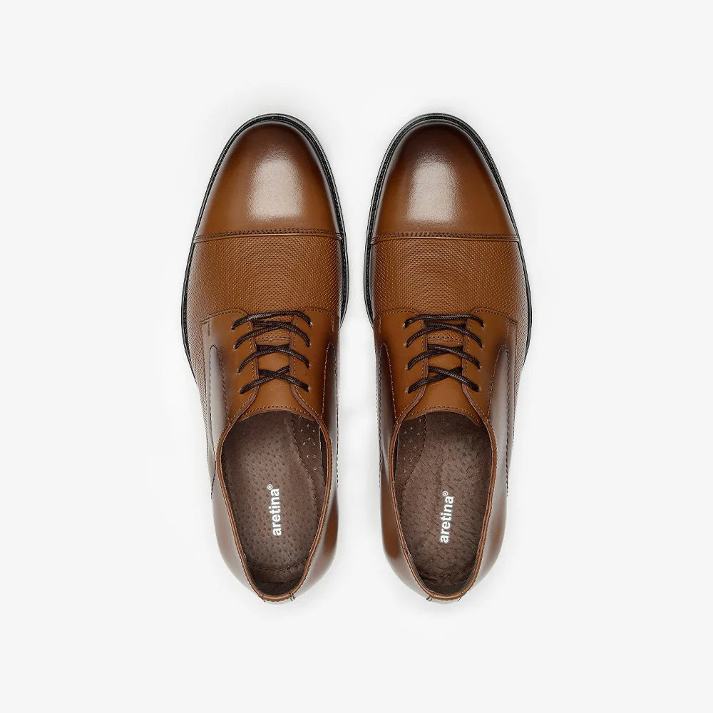 Aretina | Leon | Men's Cap Toe Derby Shoe in Brown Leather