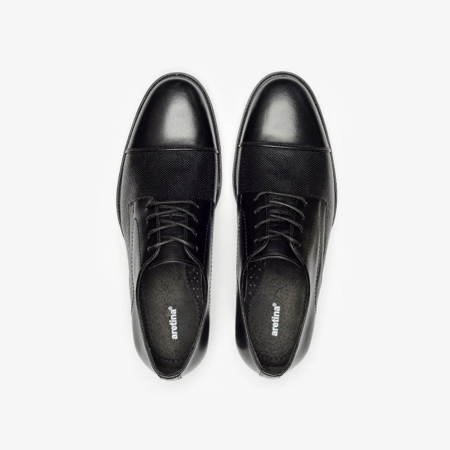 Aretina | Leon | Men's Cap Toe Derby Shoe in Black Leather