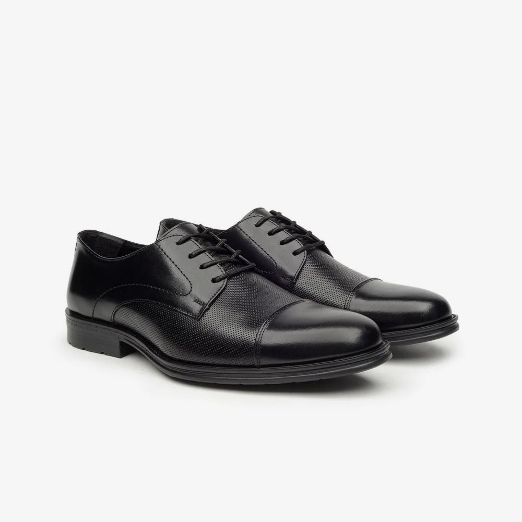 Aretina | Leon | Men's Cap Toe Derby Shoe | Black Leather