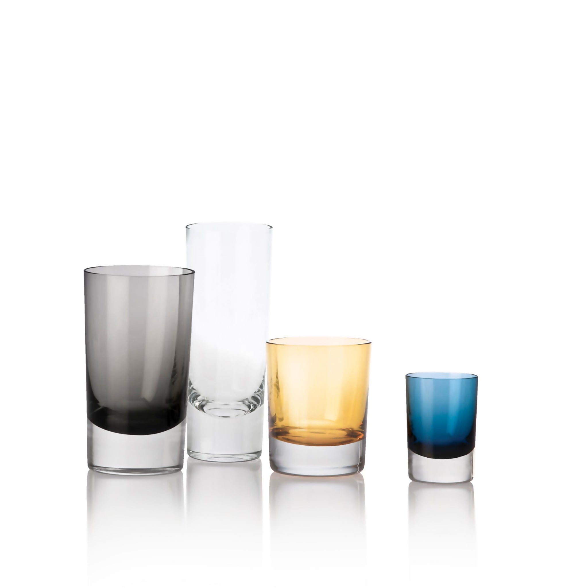 Nouvel | Rocks Glassware Set of 4 | Yellow, Blue, Clear, Gray