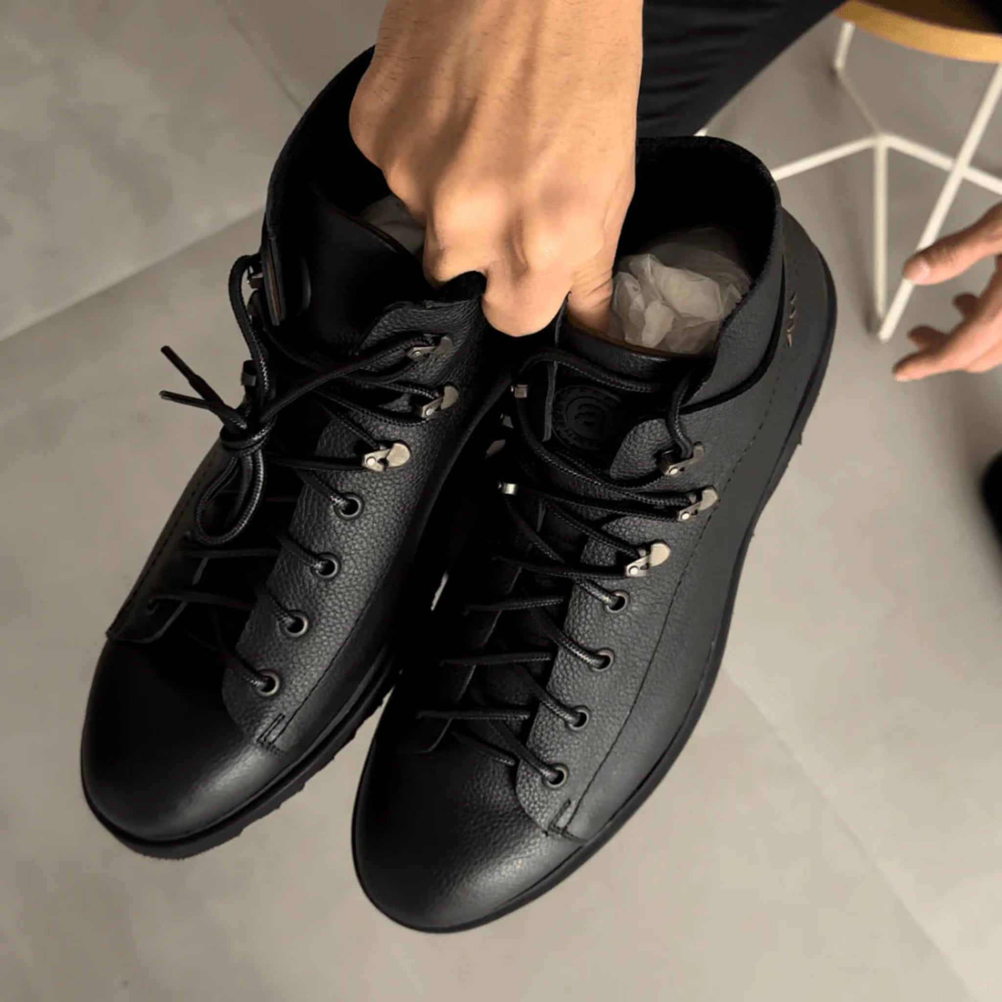 Aretina | Ronaldo | Men's Urban Lace Up Boot | Black Leather